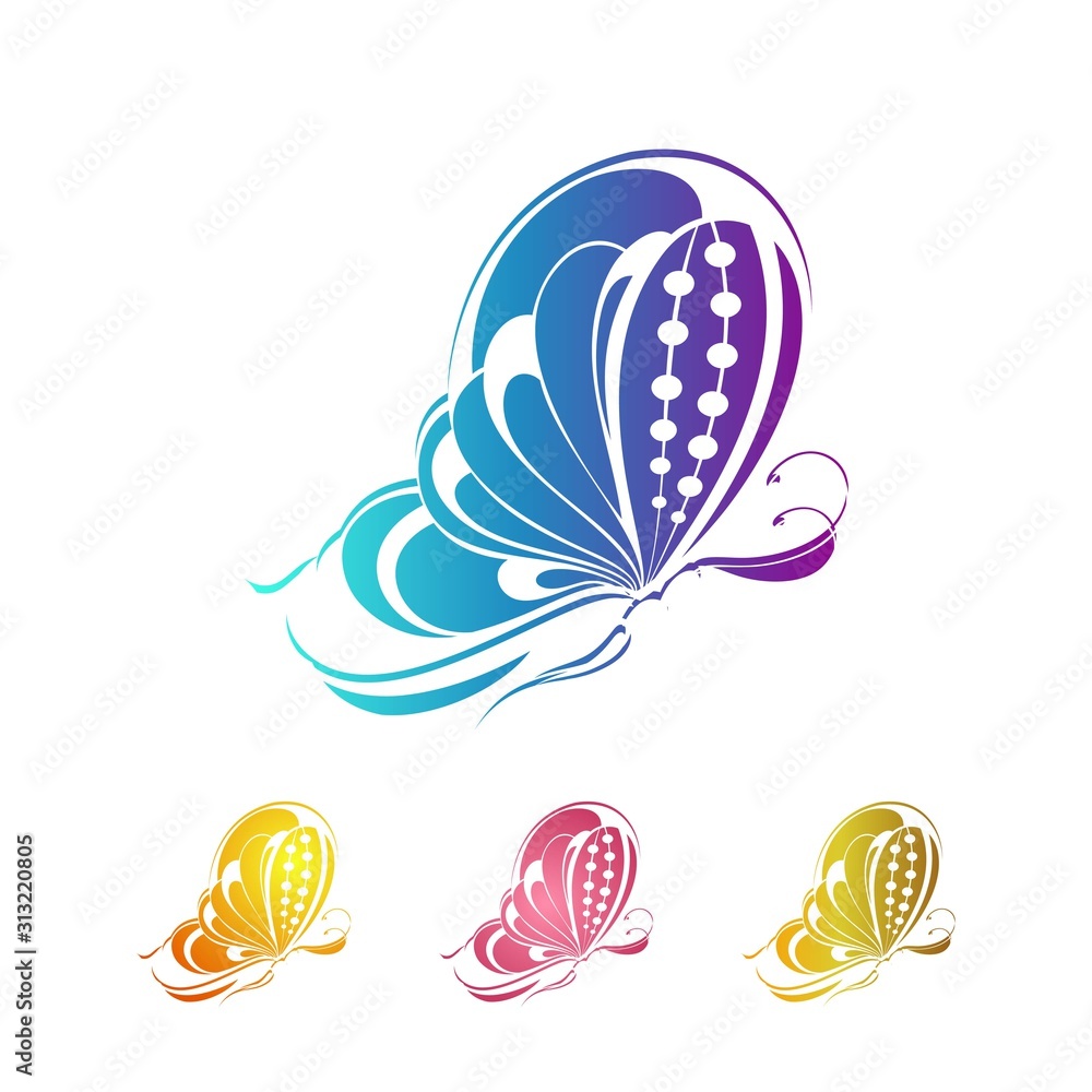 beautiful colorful butterfly vector logo template