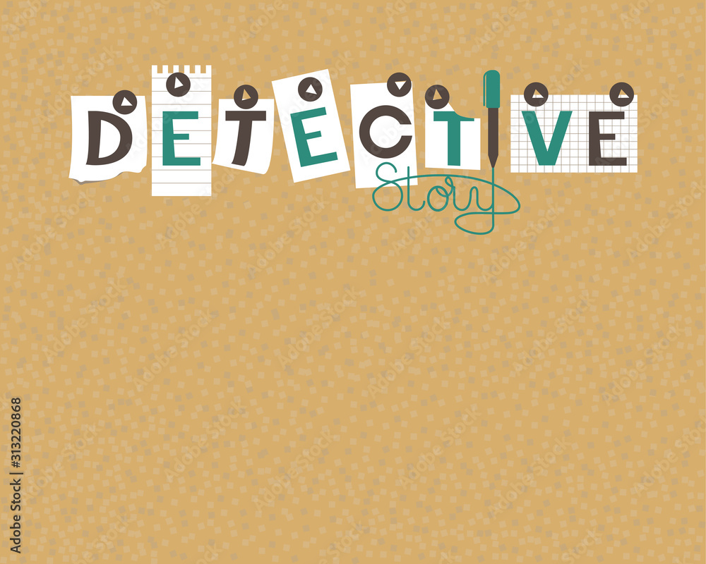 Cork board of detective stories. A detective board to formalize your investigations. Vector illustration. Cork board of detective stories. A detective board to formalize your investigations. Vector illustration.