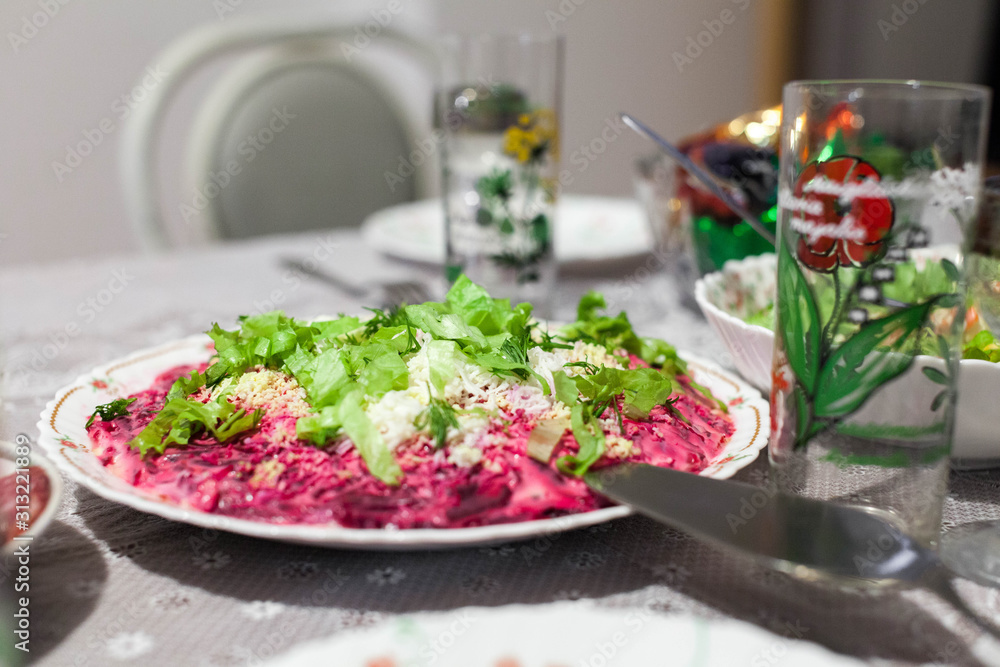 Festive table. Salads and snacks. New year in Russia. Festive table. Salads and snacks. New year in Russia.