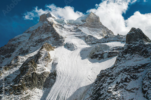 Gangotri National Sanctuary, Uttarakhand, India, aerial view of the backside of Mount Shivling seen from a highcamp  photo