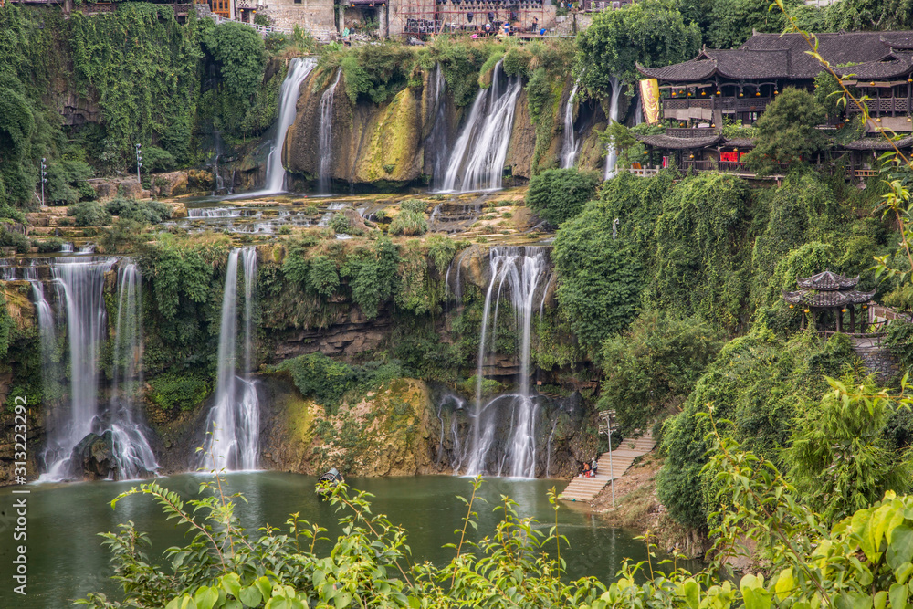Furong Ancient Town, Hibiscus Town with the great waterfall in Xiangxi Hunan, China Furong Ancient Town, Hibiscus Town with the great waterfall in Xiangxi Hunan, China