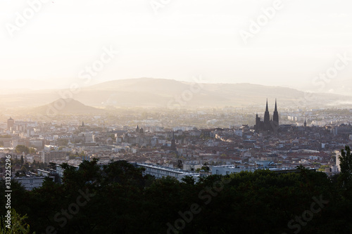 Panoramic view of the city of Clermont-Ferrand with its cathedral