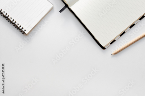 Wallpaper Mural flat lay mockup image.office equipment on desk table.blank background empty space for text design studio creativity ideas for study,education,business modern accessories at workplace.blogging,blog  Torontodigital.ca