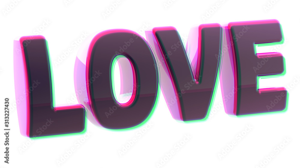 Love in white background. 3D Illustration. Love in white background. 3D Illustration.