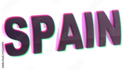 Spain in white background. 3D Illustration.