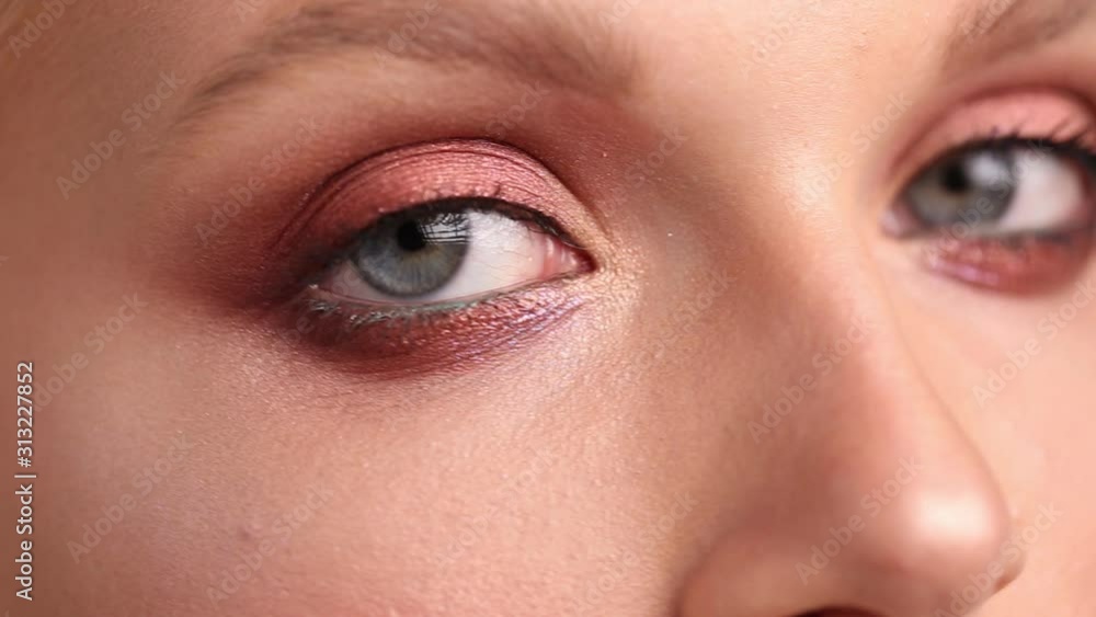Look of a girl close up. Eyes with make-up. Look of a girl close up. Eyes with make-up.