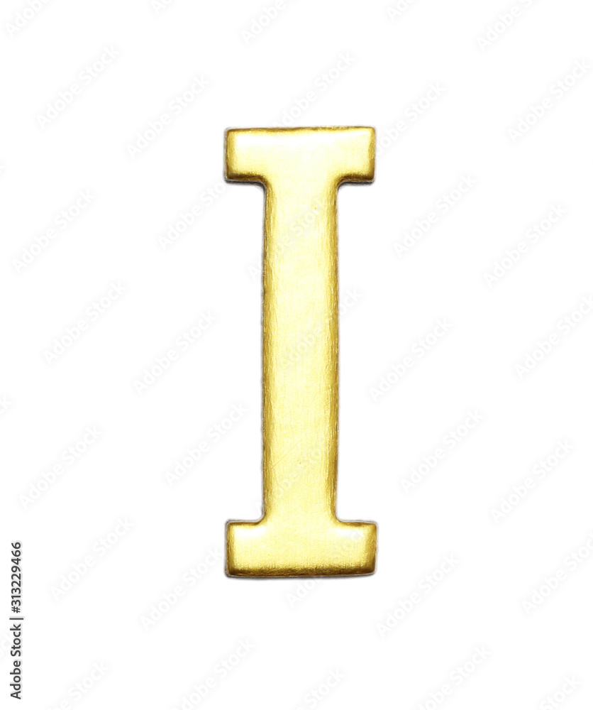 Letter I from Gold solid alphabet on white, This has clipping path. Letter I from Gold solid alphabet on white, This has clipping path.