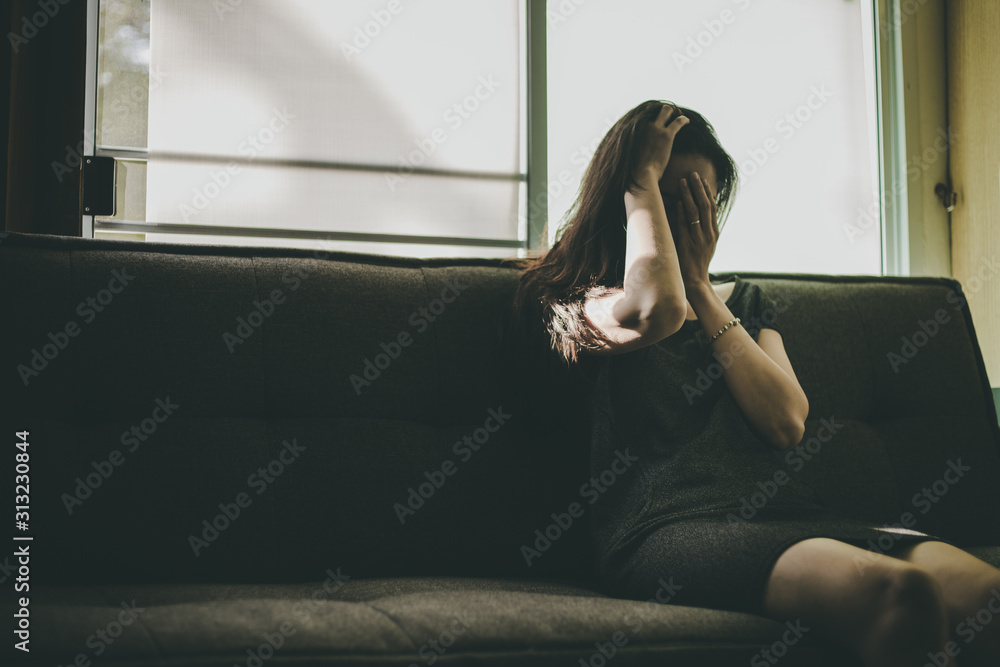 panic attacks alone young woman sad fear stressful depressed emotion.crying begging help.stop