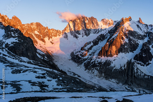 Sunset on the Grandes Jorasses, French Alps photo