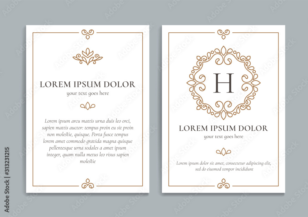 White vector greeting card with golden luxury frame template. Great for invitation, flyer, menu, brochure, monogram, background, wallpaper, decoration, packaging or any desired idea. White vector greeting card with golden luxury frame template. Great for invitation, flyer, menu, brochure, monogram, background, wallpaper, decoration, packaging or any desired idea.