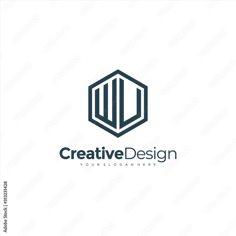 Fototapeta premium WU WV Initial handwriting logo vector. Hand lettering for designs.