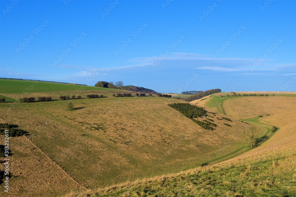 Farmland vales, near Huggate, Yorkshire Wolds, East Riding.