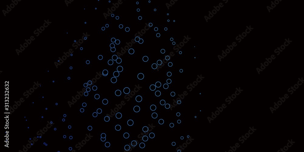 Dark BLUE vector layout with circle shapes. Illustration with set of shining colorful abstract spheres. Pattern for websites.