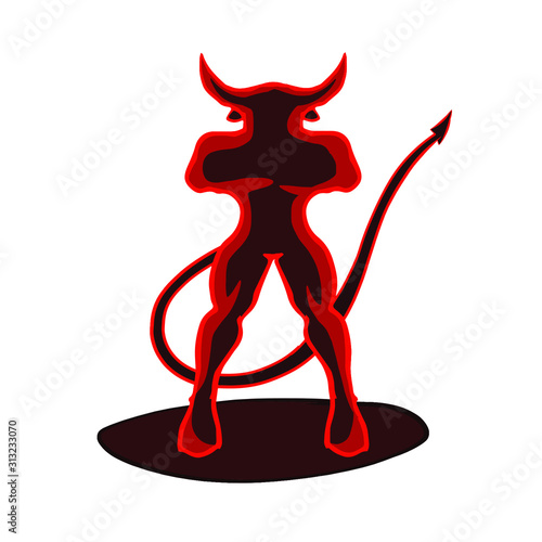 Silueta de diablo en infierno