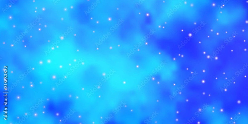 Light BLUE vector layout with bright stars. Blur decorative design in simple style with stars. Theme for cell phones.
