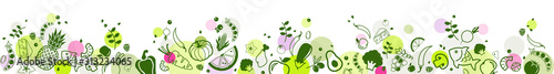healthy & colourful food banner 2 – bottom border - vector illustration