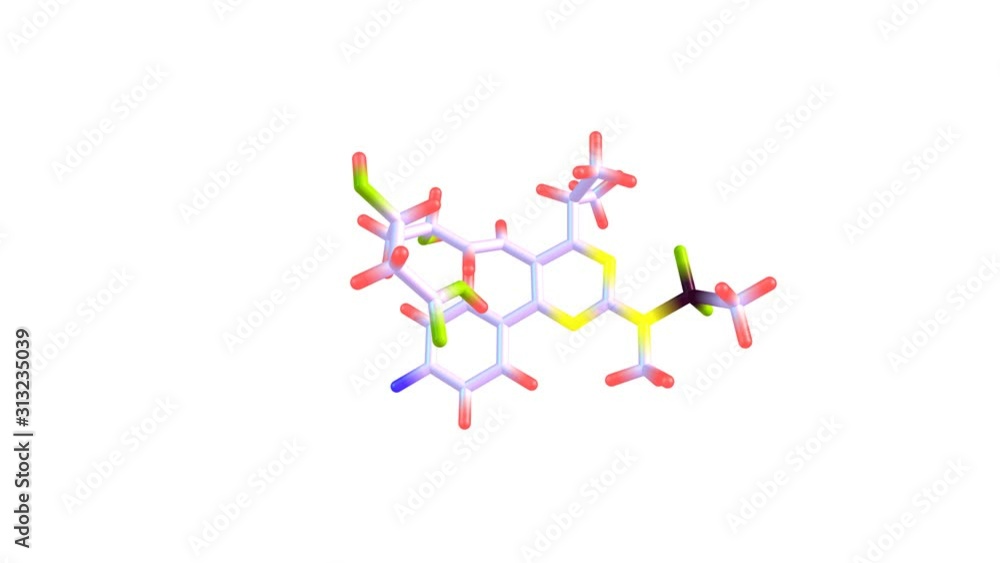 Rotating isolated rosuvastatin molecule video Rotating isolated rosuvastatin molecule video