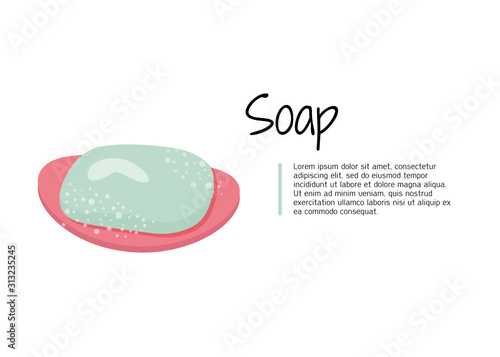 Soap cartoon illustration. Doodle style with bubbles vector.