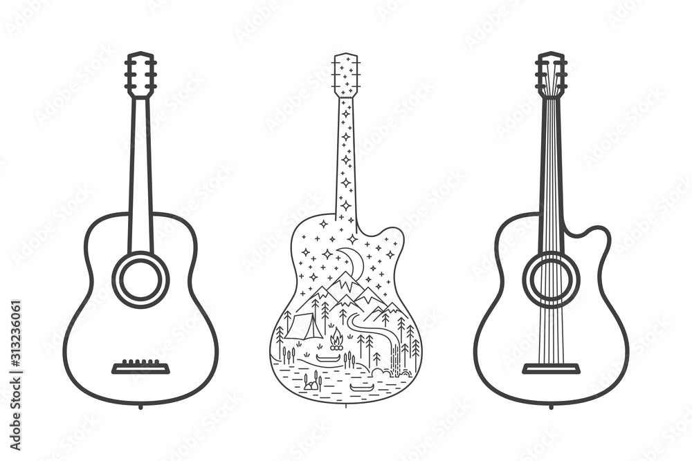 Fototapeta premium Camping scene in guitar