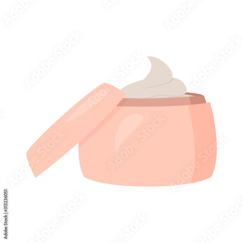Face cream pink jar. Vector cartoon illustration.