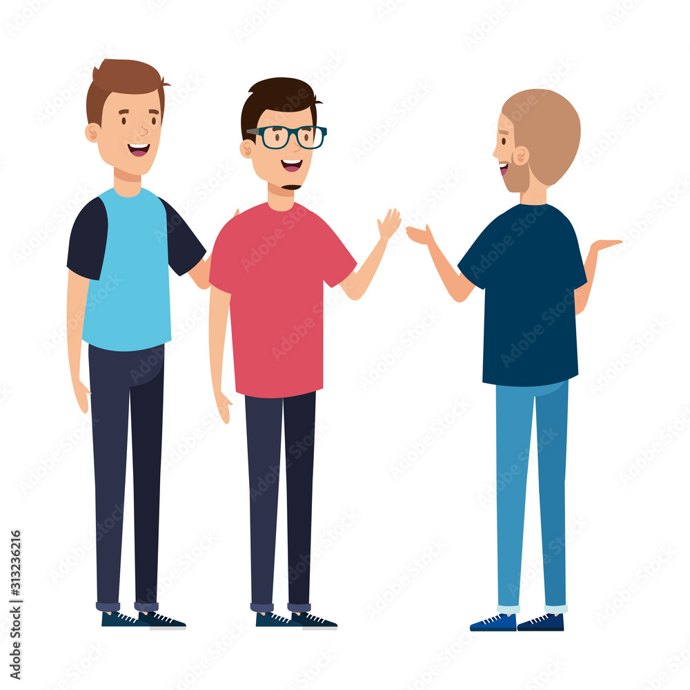 group of young men avatar character icon vector illustration design