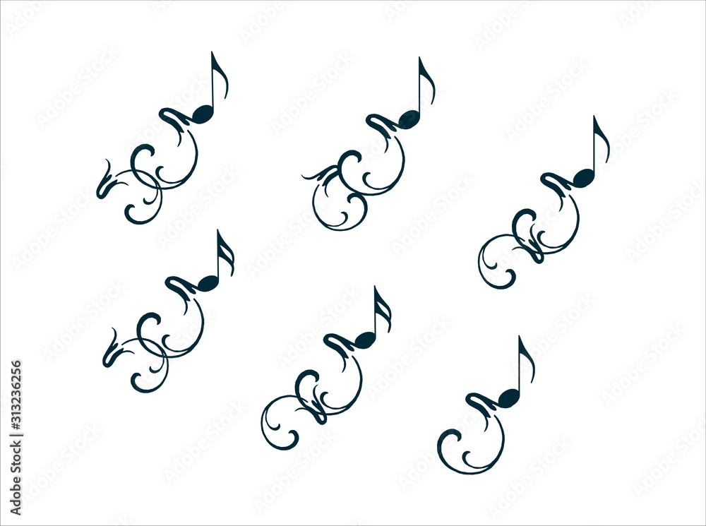 Obraz premium Decorative element with flower and music note