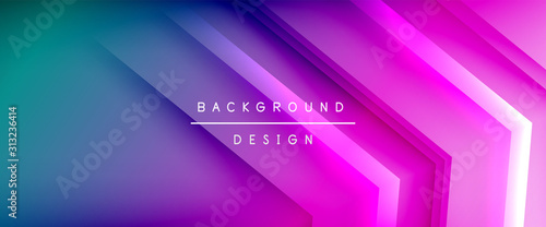 Arrow lines, technology digital template with shadows and lights on gradient background. Trendy simple fluid color gradient abstract background with dynamic straight shadow lines effect