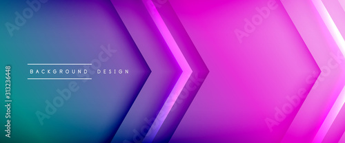 Arrow lines, technology digital template with shadows and lights on gradient background. Trendy simple fluid color gradient abstract background with dynamic straight shadow lines effect