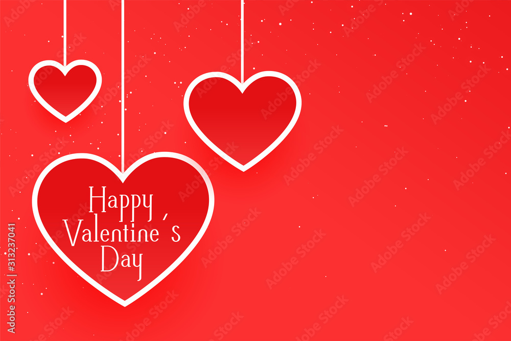 clean valentines day red background with hanging hearts clean valentines day red background with hanging hearts