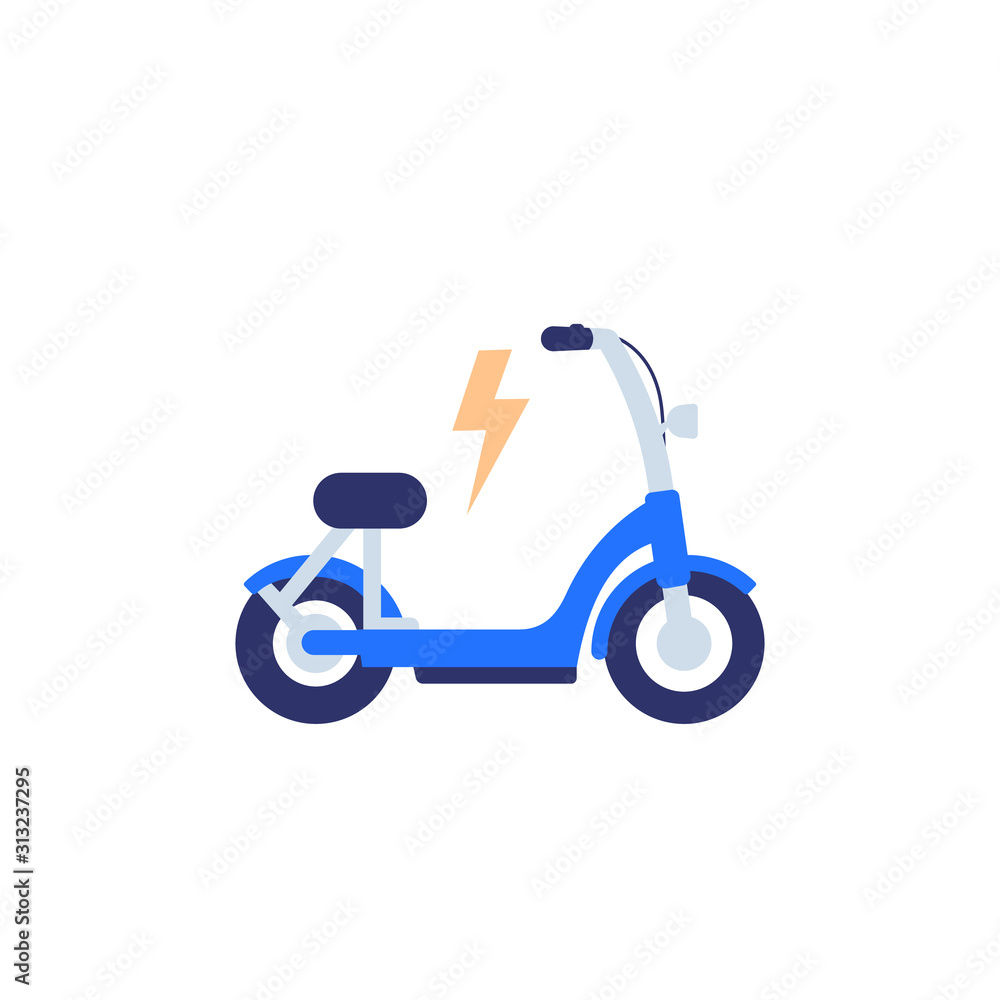 electric bike, scooter icon, flat design