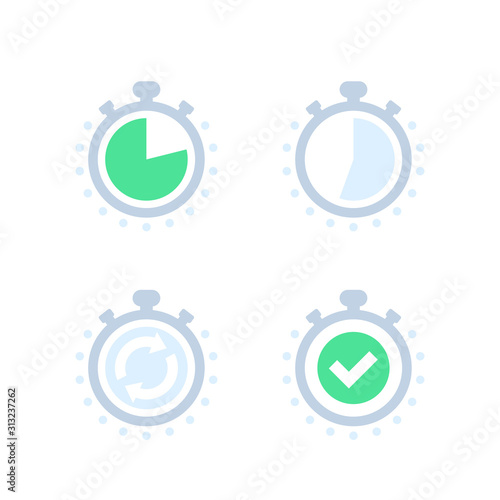 chronometer, timer, countdown icons on white