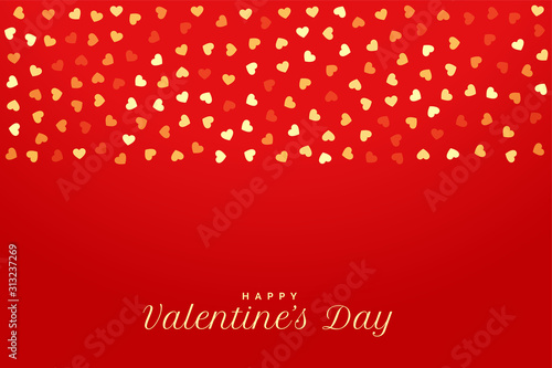 valentines day red background with golden hearts