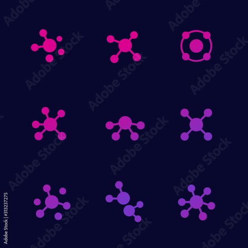 Connections or connect icons set, vector