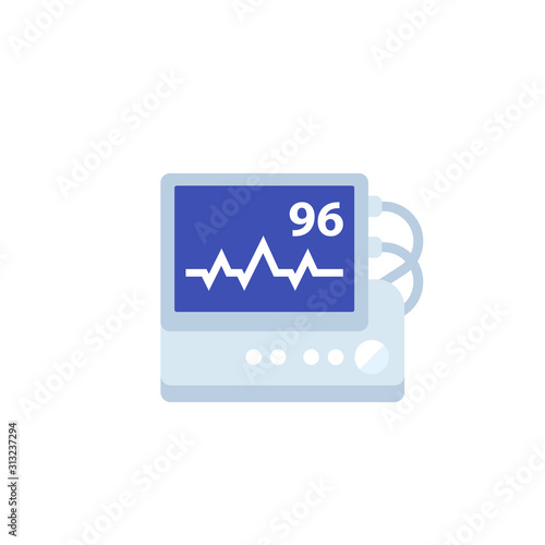 ecg, heart rate monitor vector flat icon