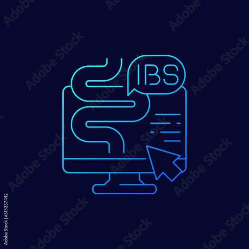 IBS, irritable bowel syndrome, vector linear icon