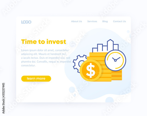 Investing website template design, vector