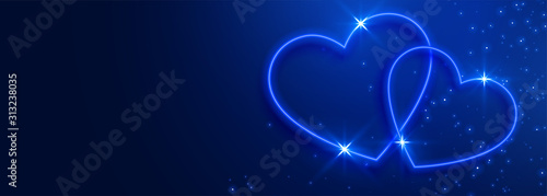 beautiful blue hearts banner with text space
