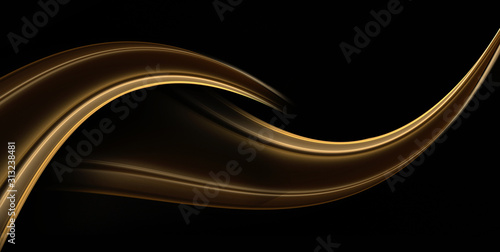 Black background with golden fractal waves.