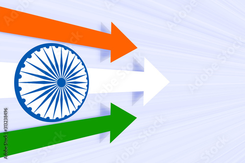 moving forward arrow in indian flag color concept