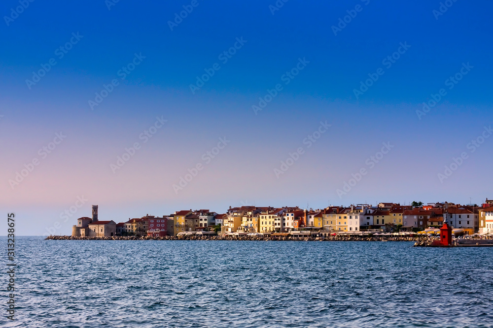 View over the roofs of the town of Piran, Piran, Slovenia, Europe