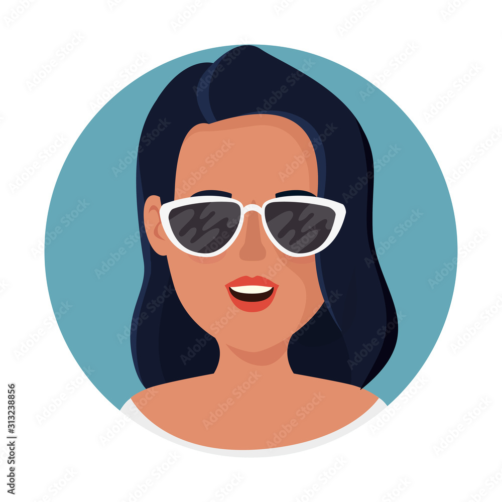 beautiful woman with sunglasses in frame circular vector illustration design beautiful woman with sunglasses in frame circular vector illustration design