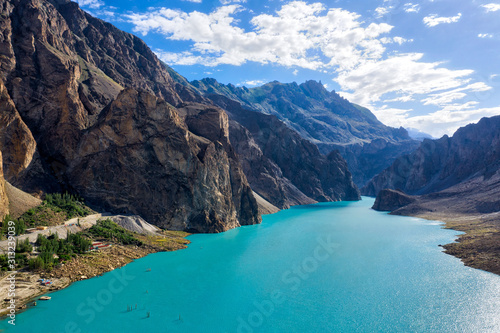 Fototapeta Naklejka Na Ścianę i Meble -  Attabad Lake in Northern Pakistan, formed through a Land Slide in 2010, taken in August 2019