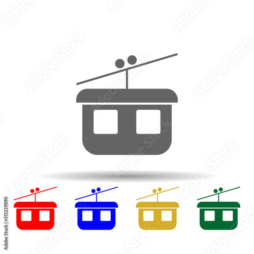 cable car, funicular multi color style icon. Simple glyph, flat vector of transport icons for ui and ux, website or mobile application