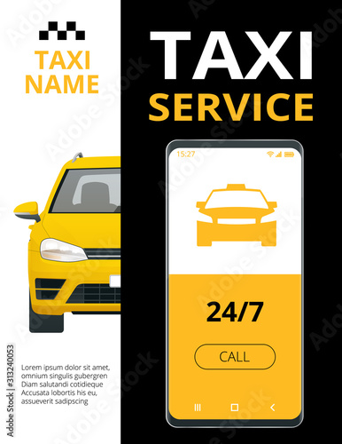 Taxi Banner Design Template for Taxi Service. Online Mobile Application Order Taxi Service