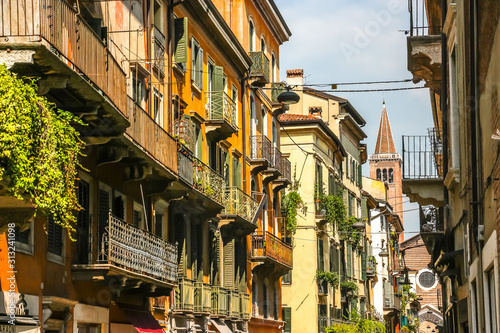 Verona, Italy. Beautiful streets of Verona in sunny day.
