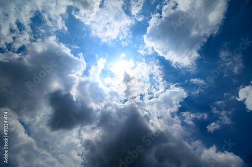 空と雲と太陽の素材