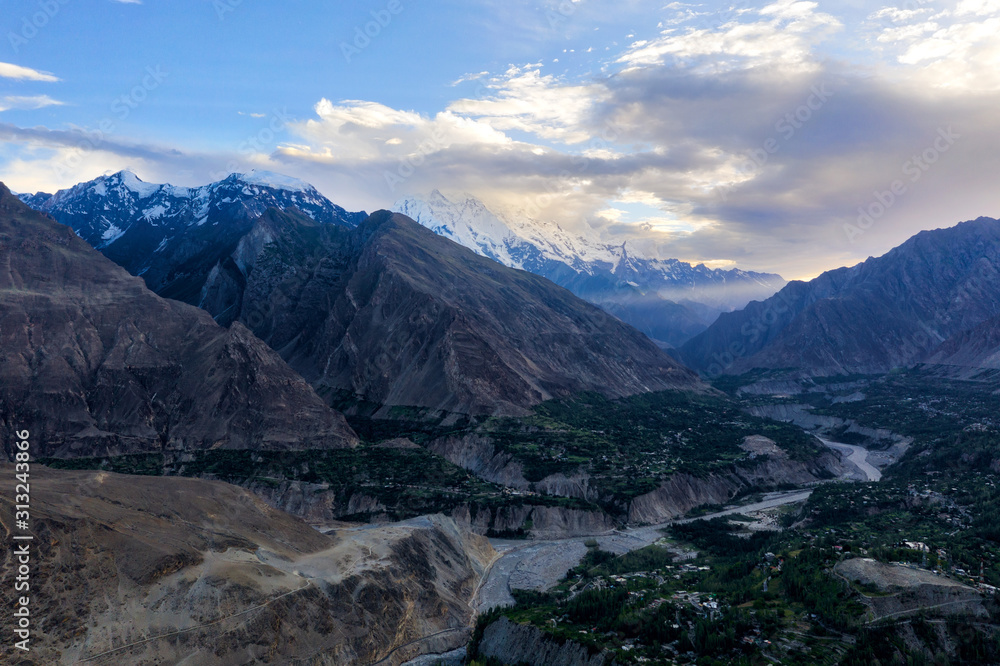 Landscape along the Karakoram Highway in northern Pakistan, taken in August 2019