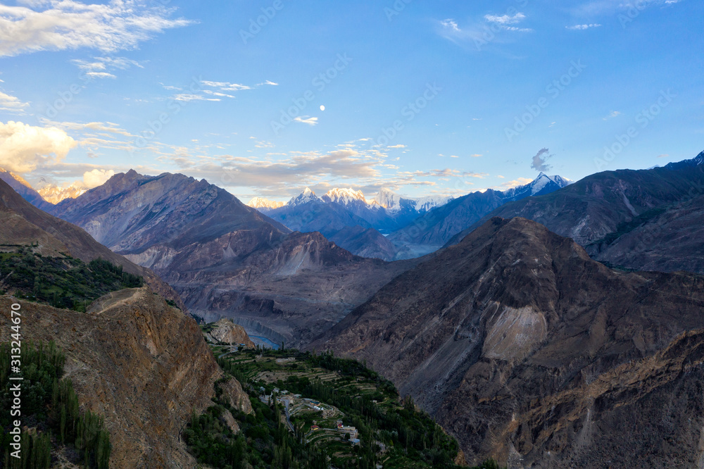 Landscape along the Karakoram Highway in northern Pakistan, taken in August 2019