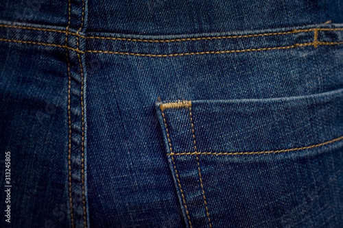 Rear view of blue jeans, Full frame texture resolution.