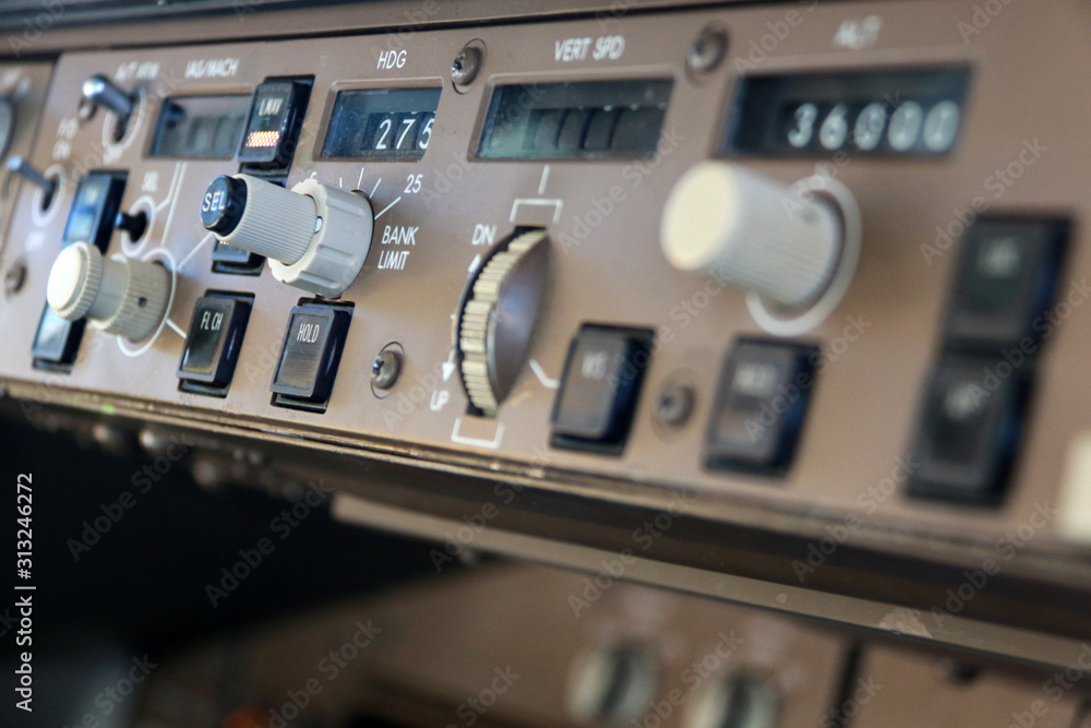 Flight Mode Control Panel on the Flight Deck of a Jumbo Jet